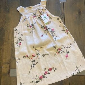 Hileelang linen sleeveless floral dress size 6 new with tags little girl youth